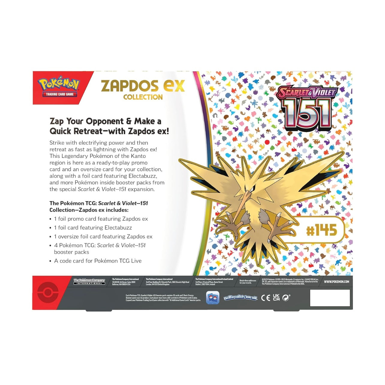 Pokémon Scarlet & Violet 151 Zapdos ex Box