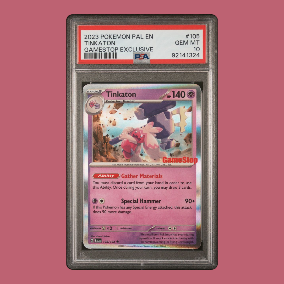 Tinkaton 105/193 (Paldea Evolved - Gamestop Exclusive) PSA 10