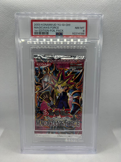 1st Edition Yu-Gi-Oh! Magician’s Force Booster Pack PSA 8