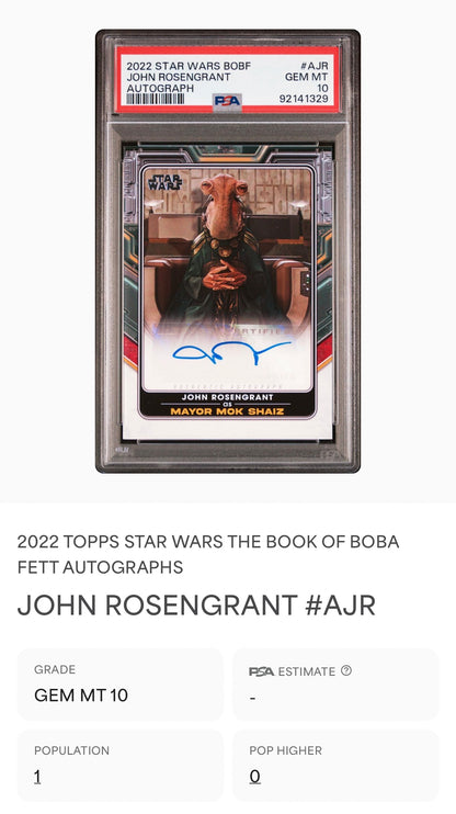 John Rosengrant as Mayor Mok Shaiz, Autographed (Book of Boba Fett 2022) PSA 10 - POP 1!