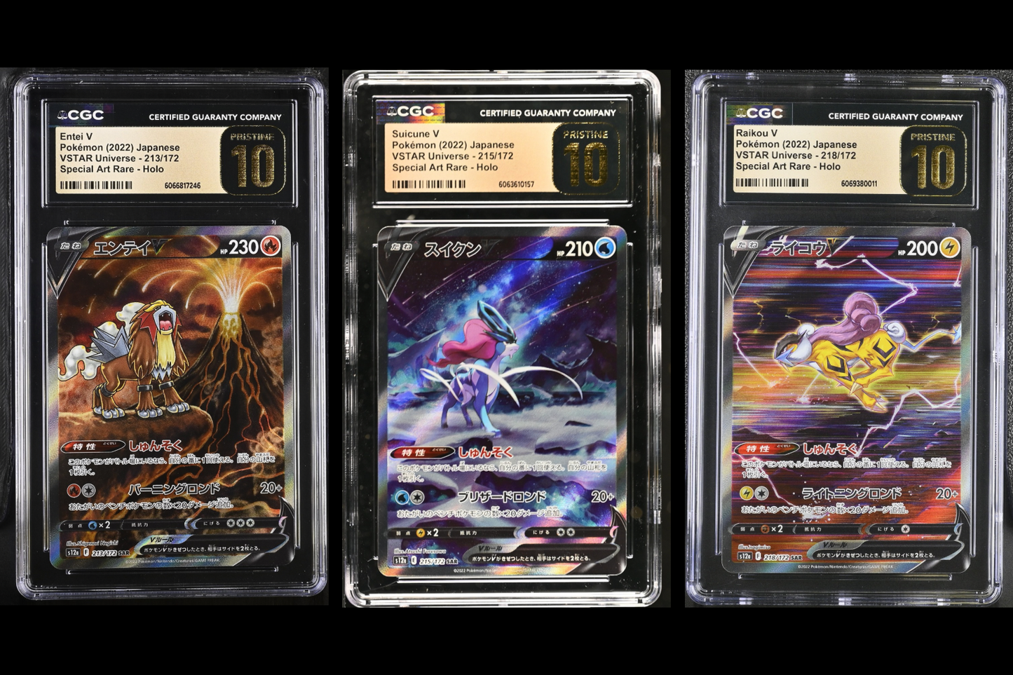 Entei V (213/172), Suicune V (215/172), & Raikou V (218/172) Bundle - CGC Pristine 10’s 🏆