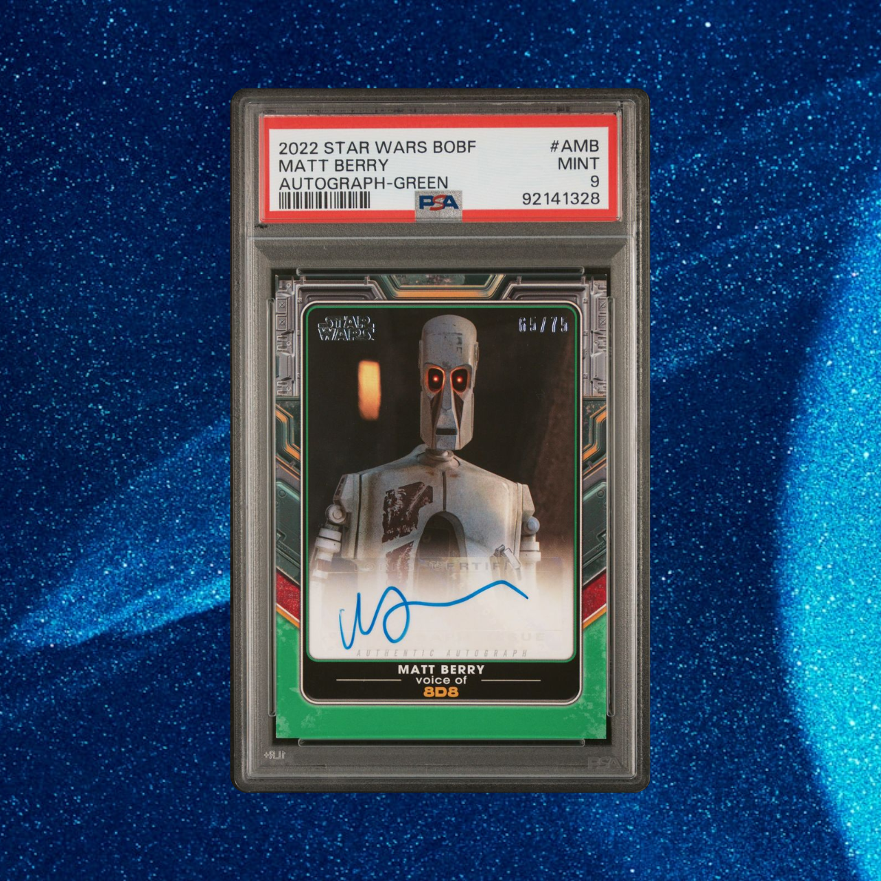 Matt Berry voice of 8D8 #65/75, Autographed (Book of Boba Fett 2022) PSA 9