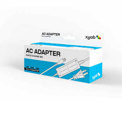 AC adapter packaging with XYAB branding on a white background